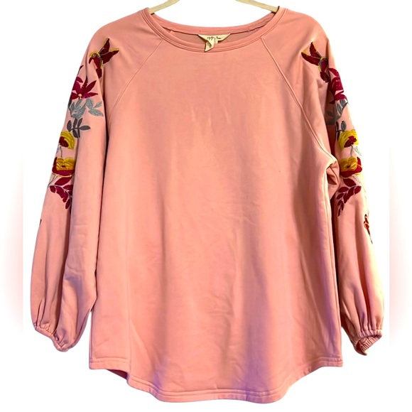 Matilda Jane Tops - MATILDA JANE Lets Go Together Blushing Pink Floral Detail Sweatshirt,Medium,GUC.